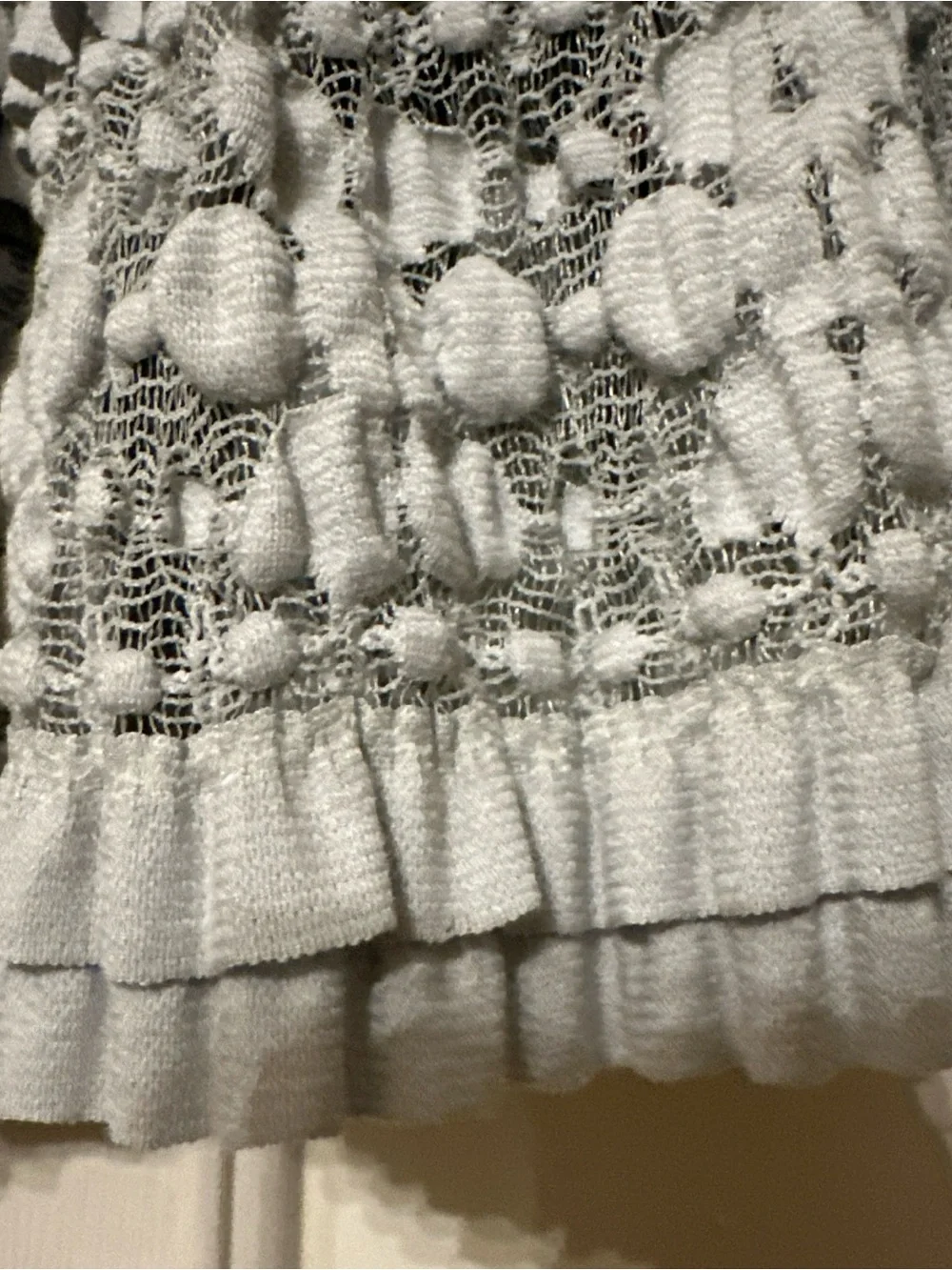 Max Edition Pale Gray Textured Circle Skirt with Ruffled Lace Trim